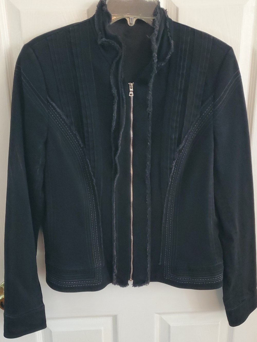 Eli Tahari Women's Black Zip-Front Jacket - Denim